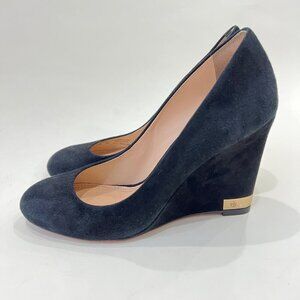 Tory Burch Astoria wedged suede pumps , Black, Size 7M